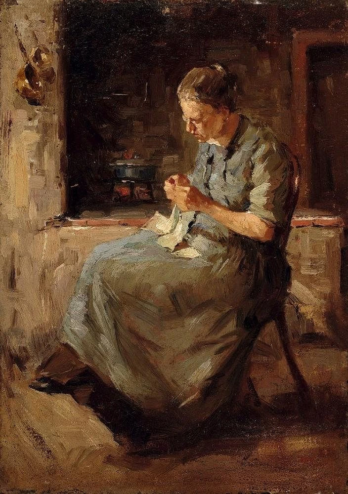Donna che cuce - attribuito